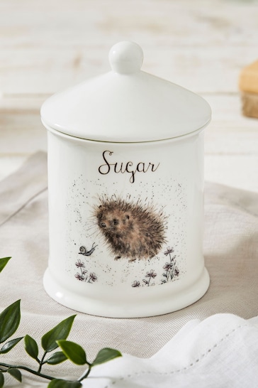 White Royal Worcester Wrendale Hedgehog Sugar Storage Jar