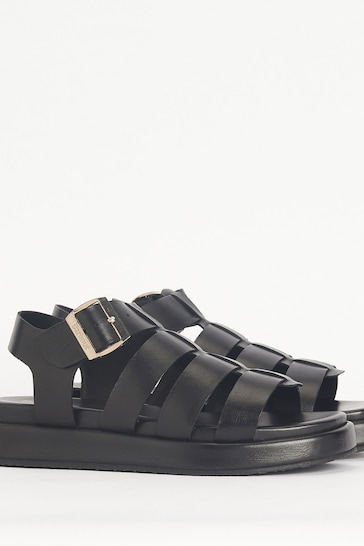 Barbour® Black Charlene Chunky Platform Caged Sandals