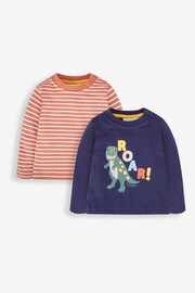 JoJo Maman Bébé Navy 2-Pack Appliqué & Stripe Baby Tops - Image 1 of 5