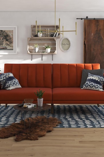 Novogratz Orange Brittany Linen Sofa Bed