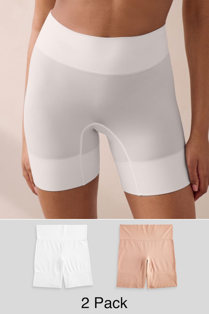 Nude/White Seamfree Smoothing Anti-Chafe Shorts 2 Pack - Image 1 of 9