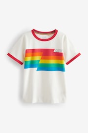 Little Bird by Jools Oliver Red/Ecru Stripe Short Sleeve Raglan Colourful T-Shirt - Image 1 of 5