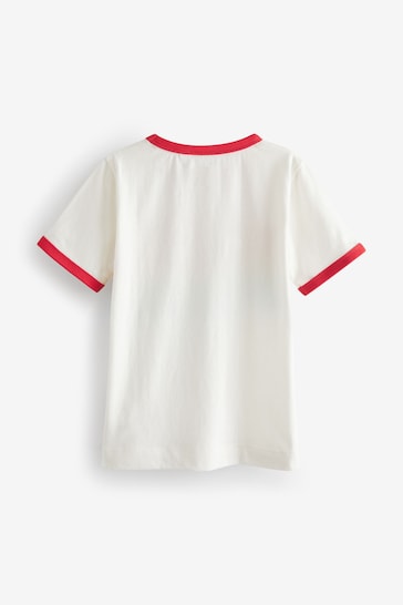 Little Bird by Jools Oliver Red/Ecru Stripe Short Sleeve Raglan Colourful T-Shirt