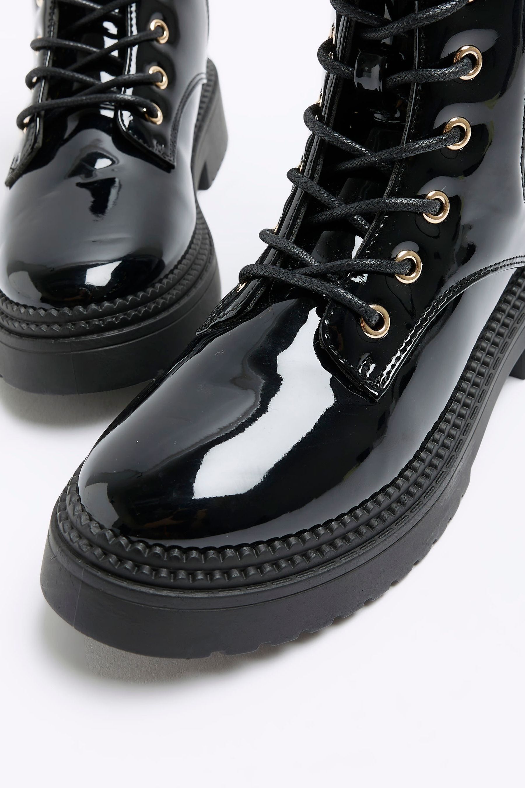 Buy River Island Black Black Lace Up Buckle Boots from Next Luxembourg