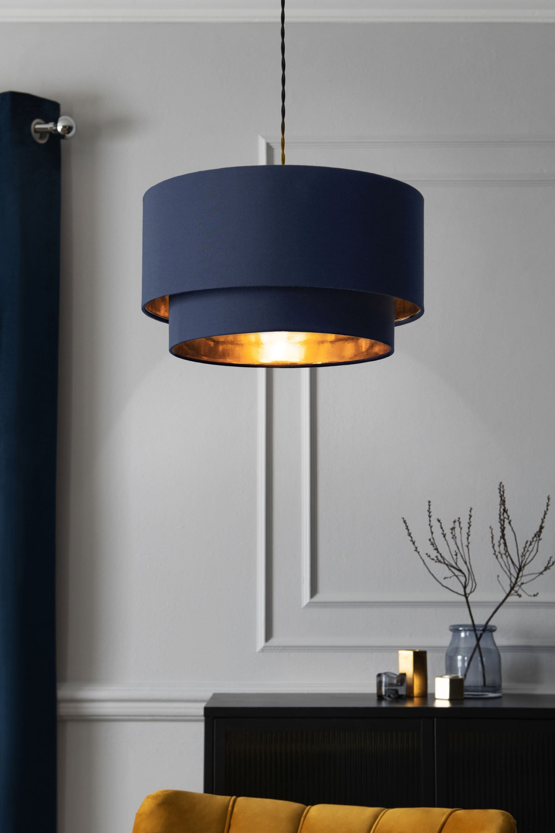 Large navy top blue lamp shade