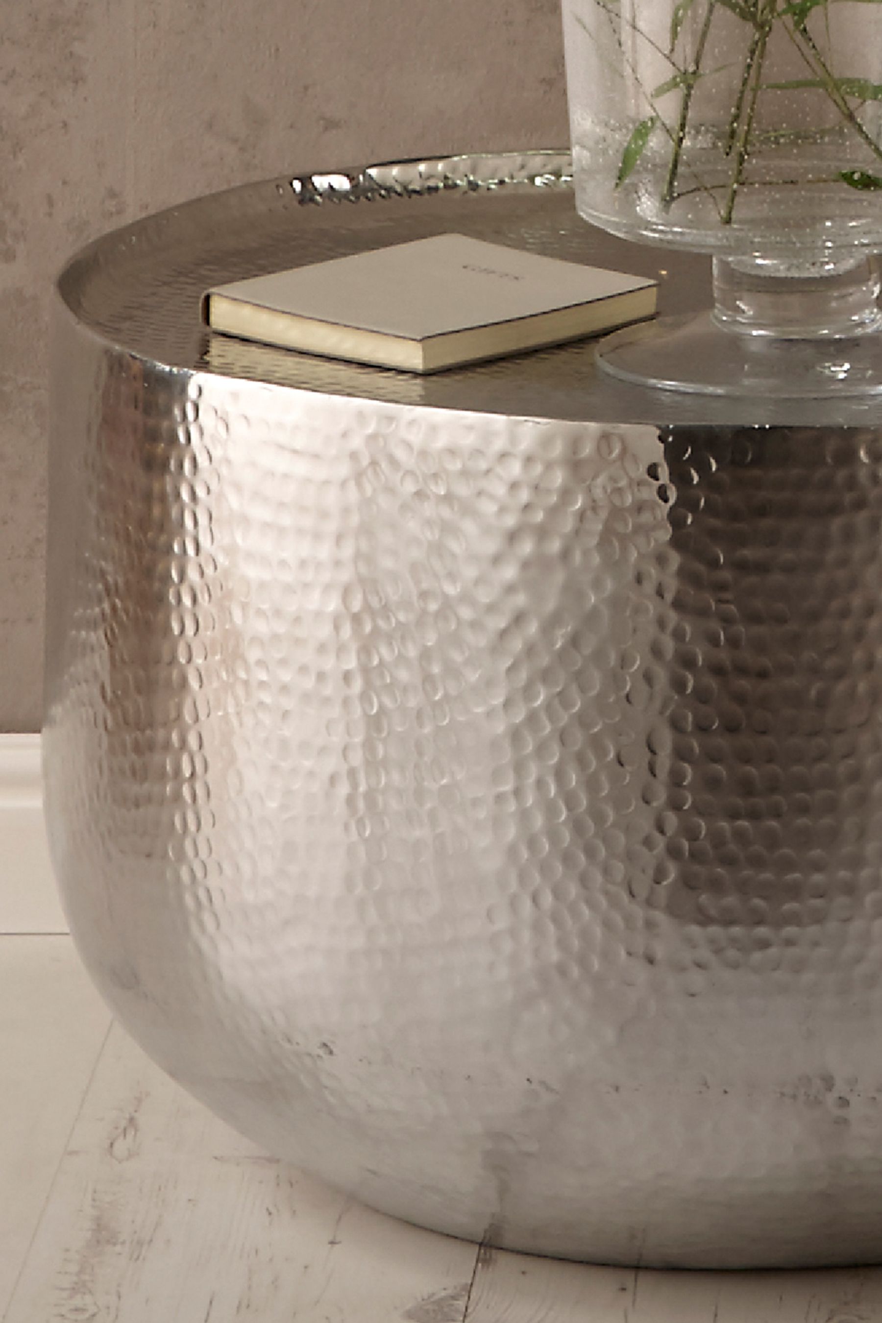 Hammered aluminium new arrivals side table