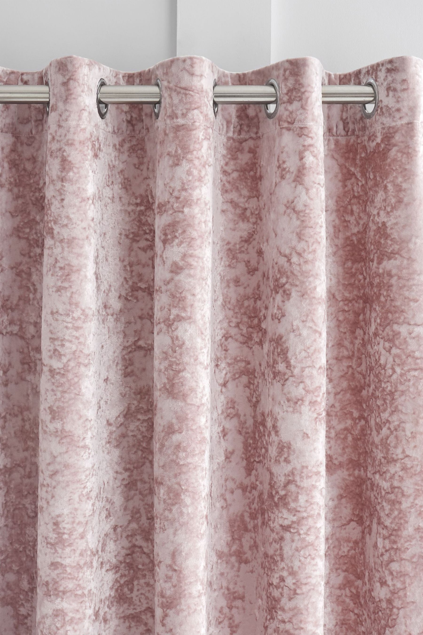 Buy Catherine Lansfield Blush Pink Crushed Velvet Eyelet Curtains