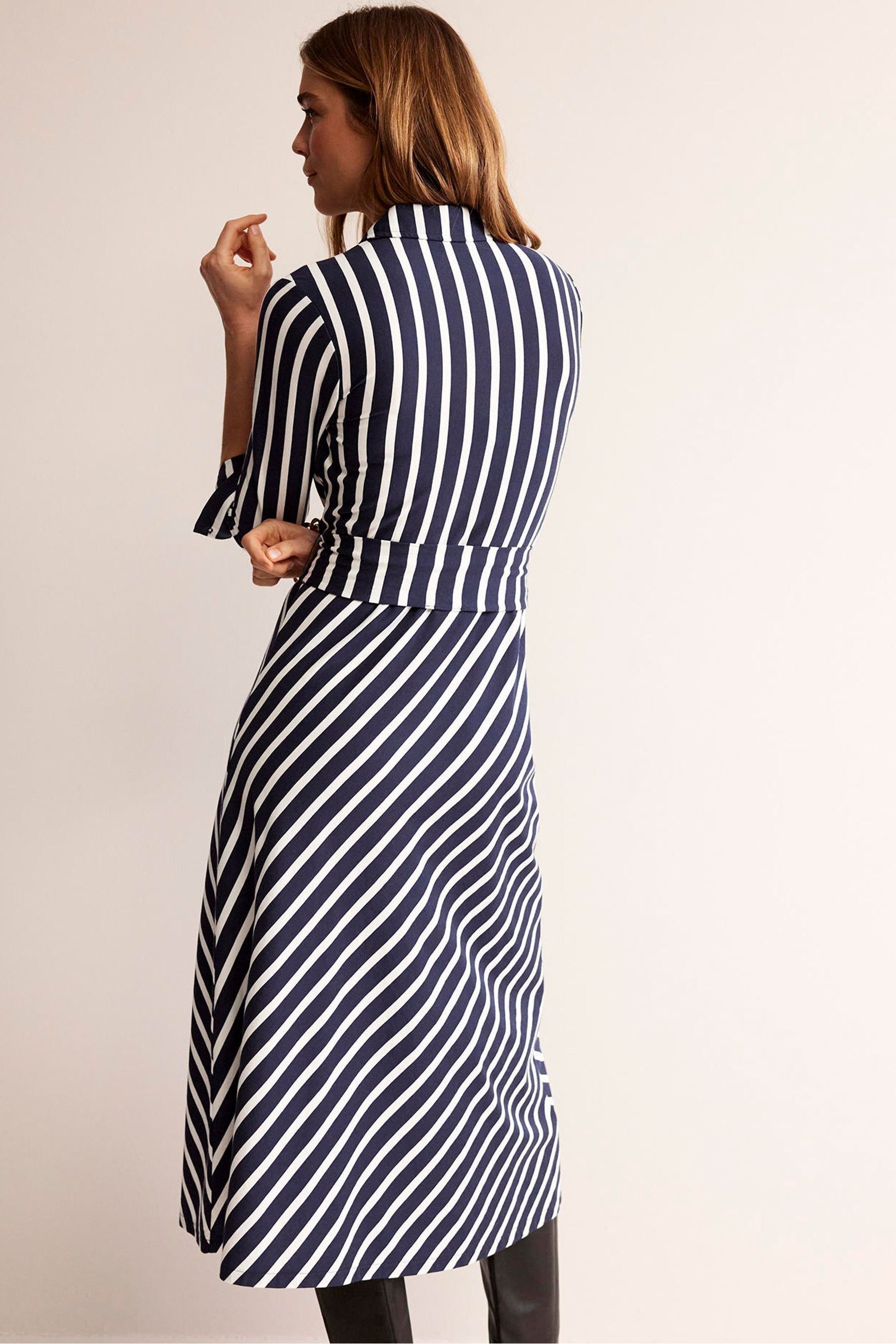 Buy Boden Navy Stripe Laura Jersey Midi Shirt Dress from Next Luxembourg