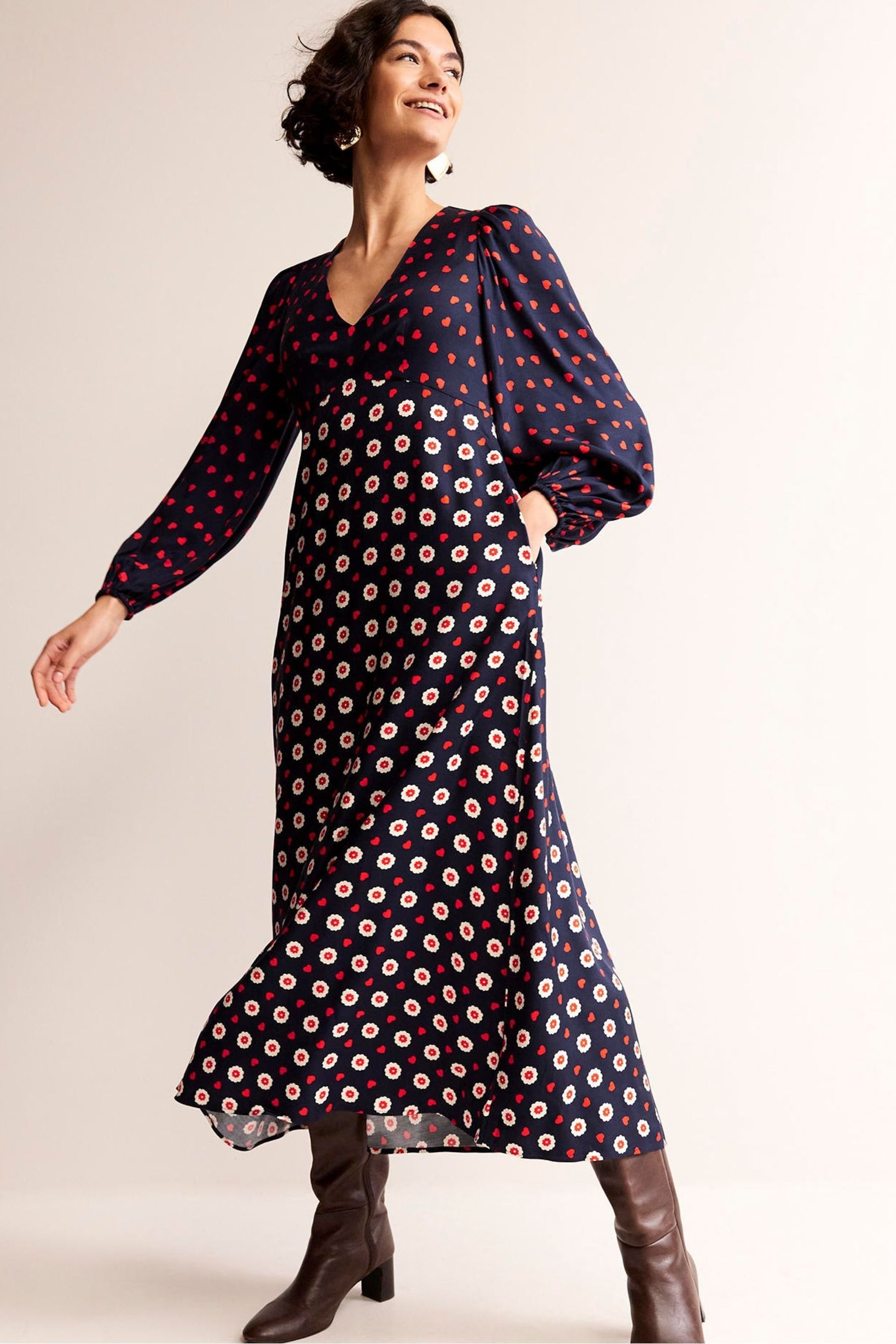 Boden Blue Francis Empire Maxi Tea Dress - Image 1 of 5