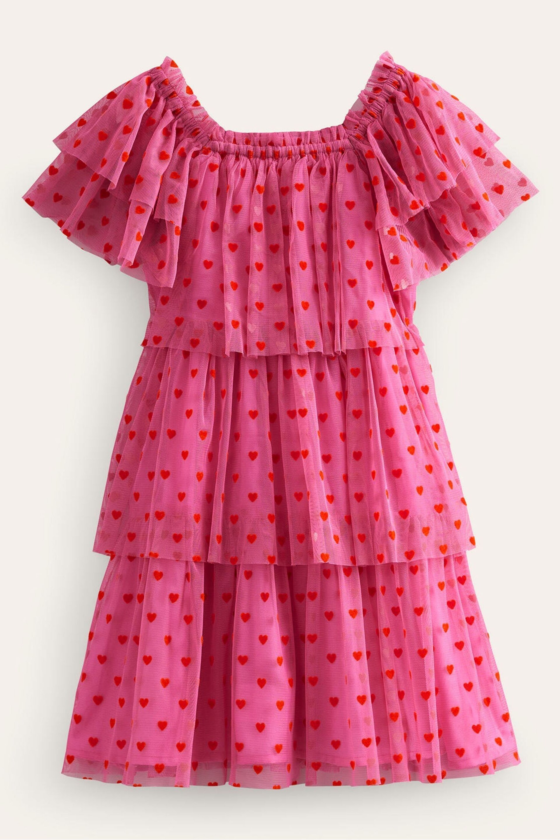 Boden Pink Heart Tiered Tulle Dress - Image 2 of 4