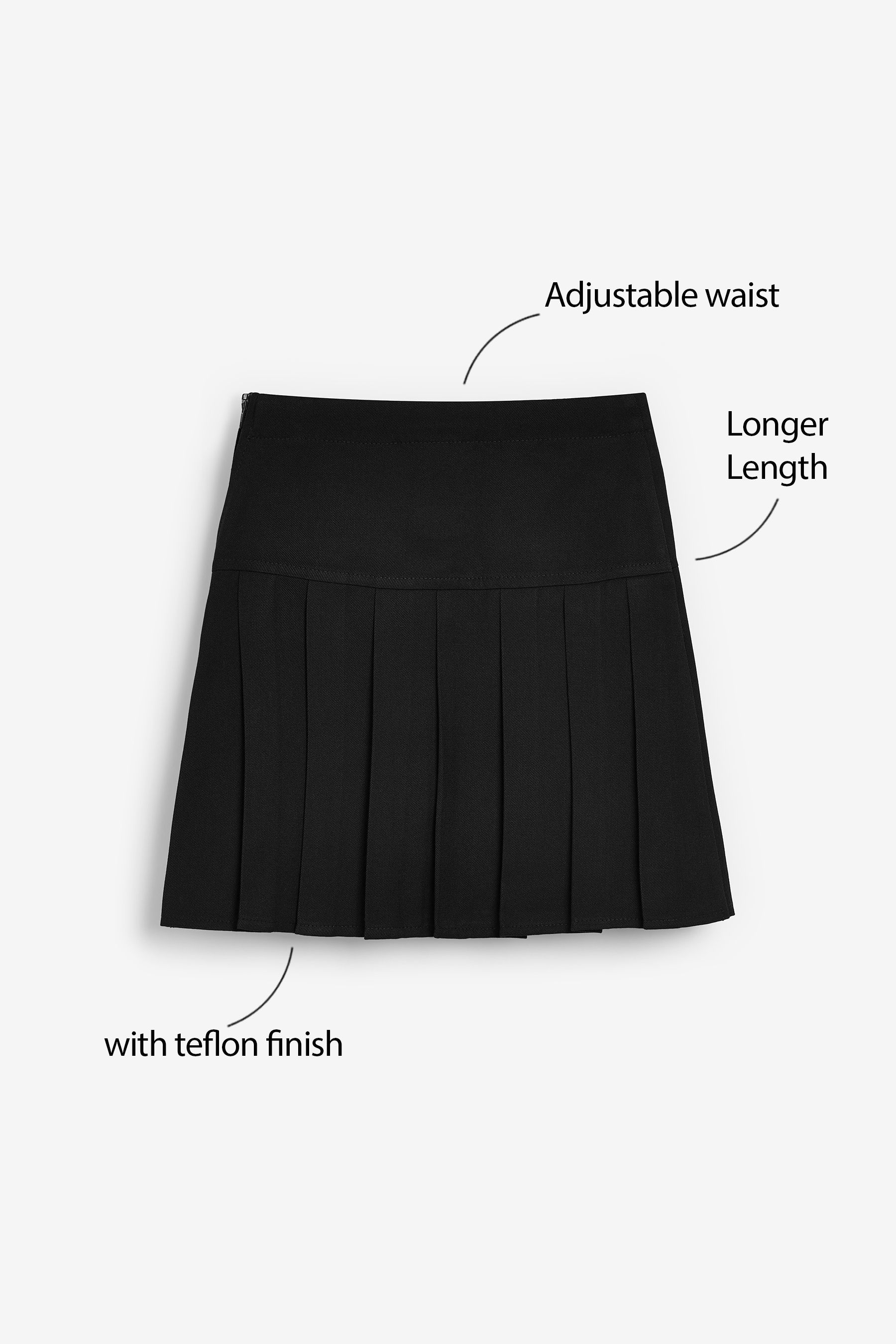 Buy Black Longer Length Regular Waist Pleated School Skirts 2 Pack 3 16yrs from the Next UK online shop