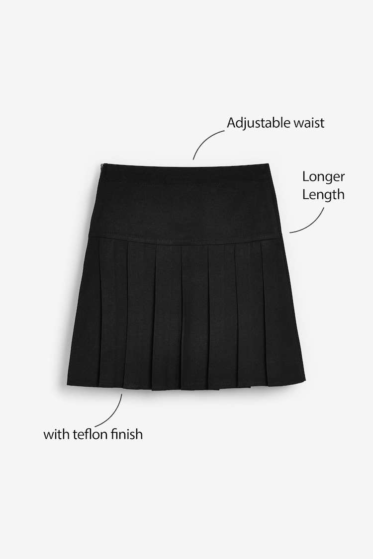 Black Longer Length Regular Waist Pleated School Skirts 2 Pack (3-16yrs) - Image 5 of 5