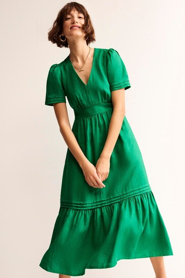 Boden Green Eve Linen Midi Dress