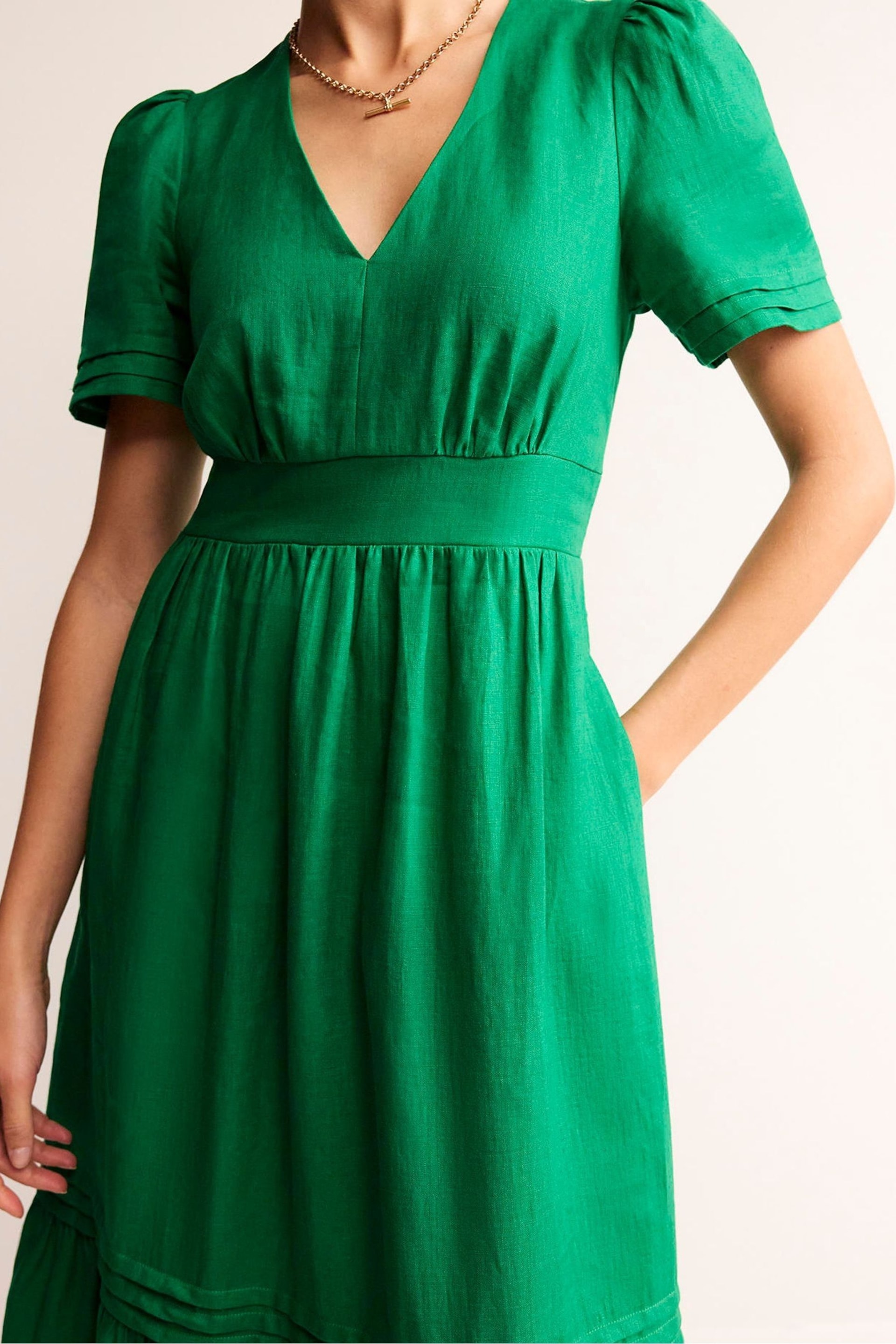 Boden Green Eve Linen Midi Dress - Image 5 of 6
