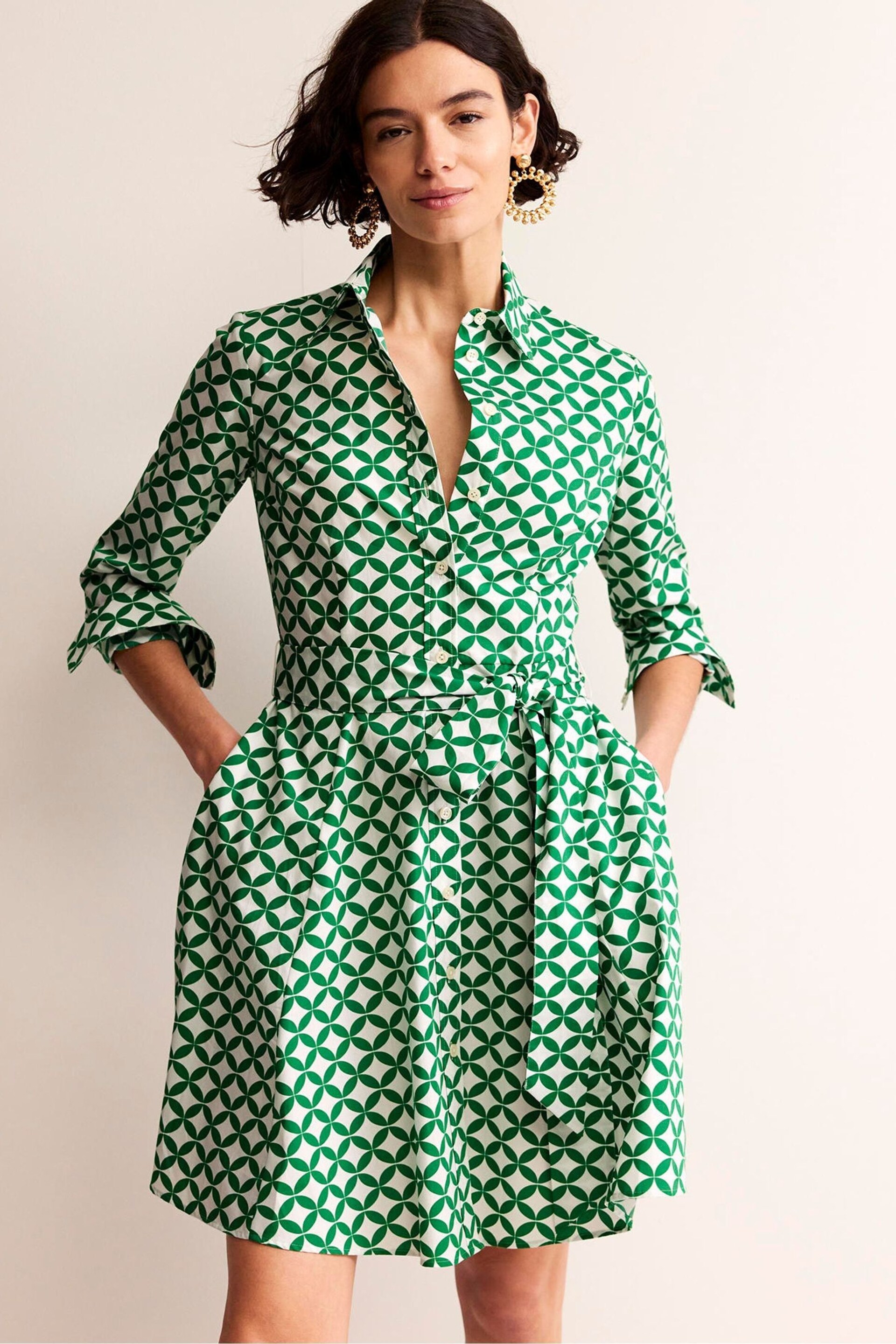 Boden Green Amy Cotton Short Shirt Dress - Image 3 of 5