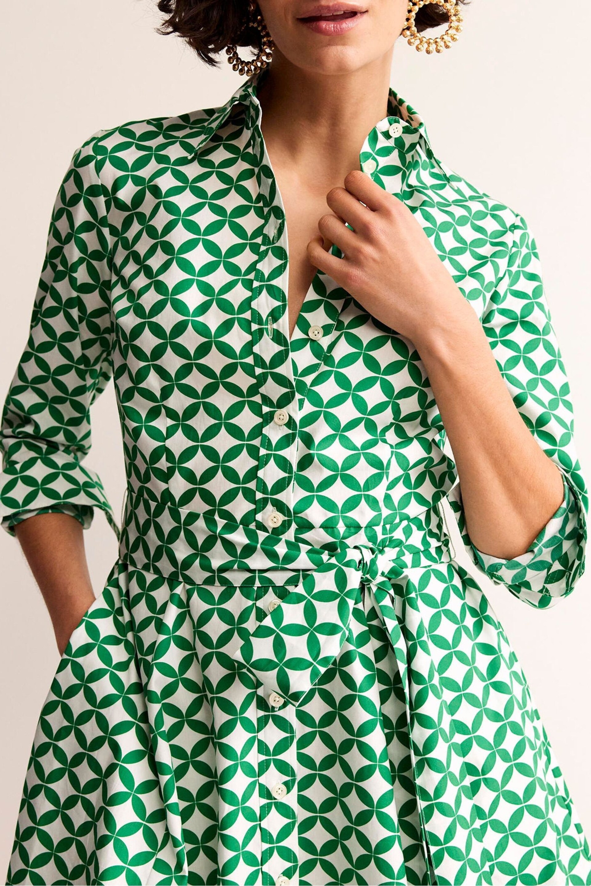 Boden Green Amy Cotton Short Shirt Dress - Image 4 of 5