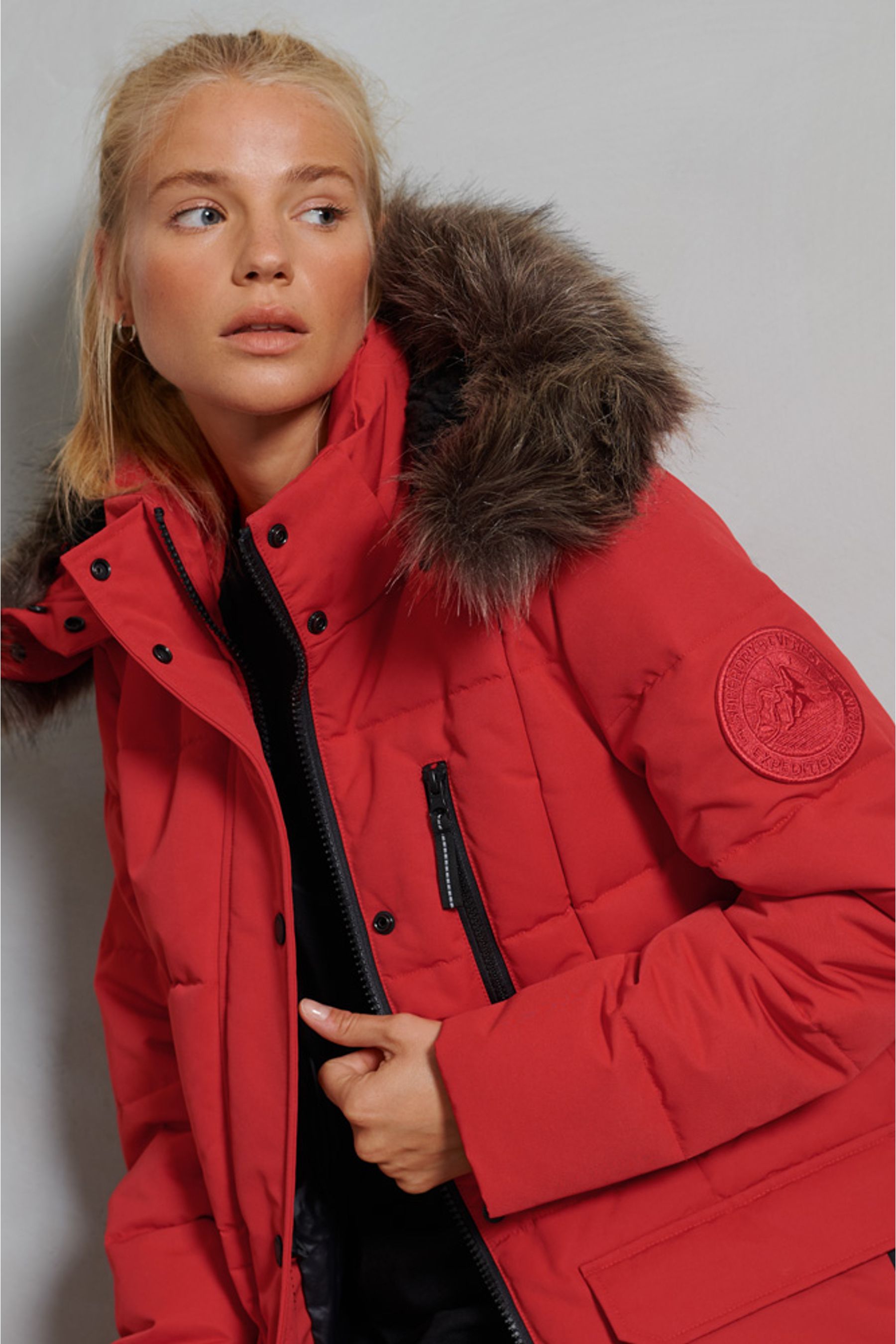 Superdry sport longline faux fur everest coat best sale