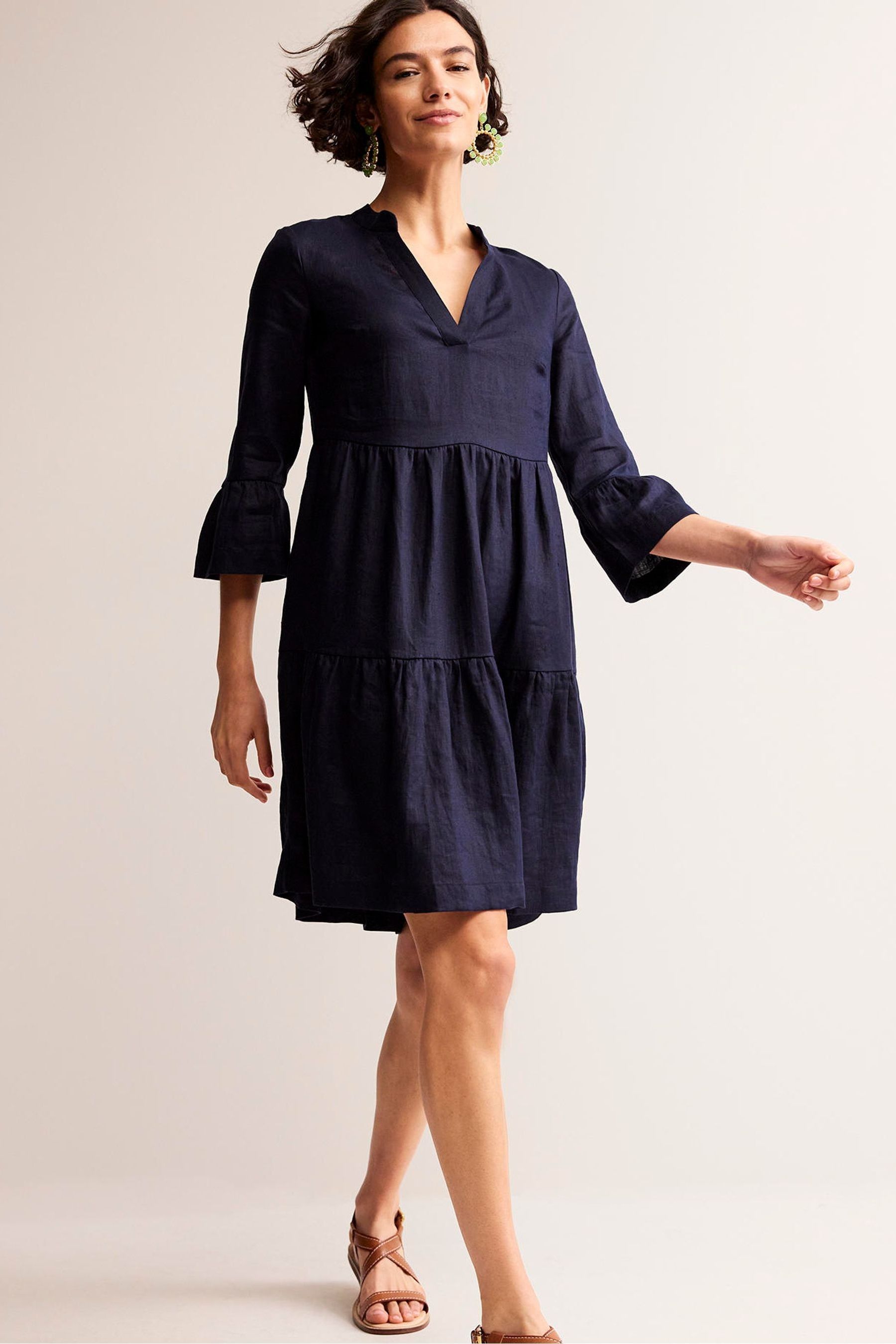 Buy Boden Blue Sophia 100 Linen Short Dress from Next Luxembourg