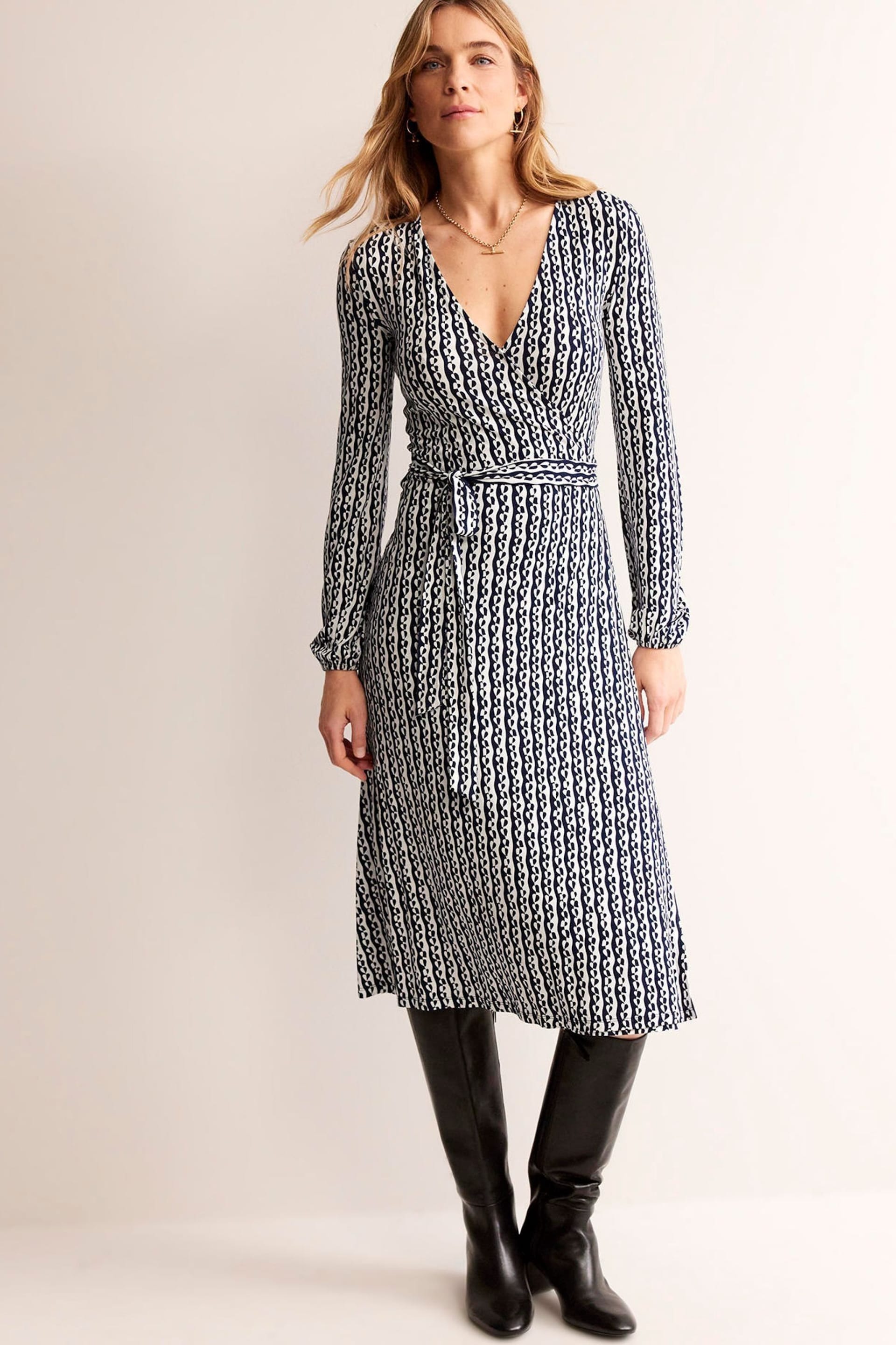 Boden Blue Joanna Jersey Midi Wrap Dress - Image 4 of 5