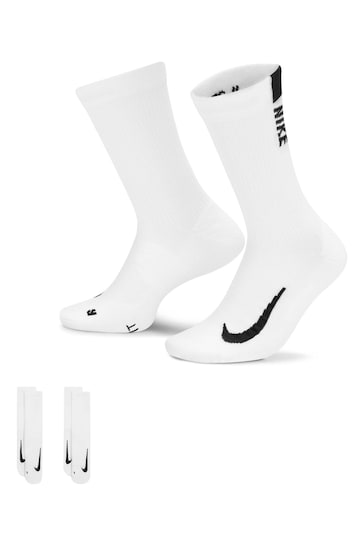 Nike White/Black Multiplier Crew Socks 2 Pack