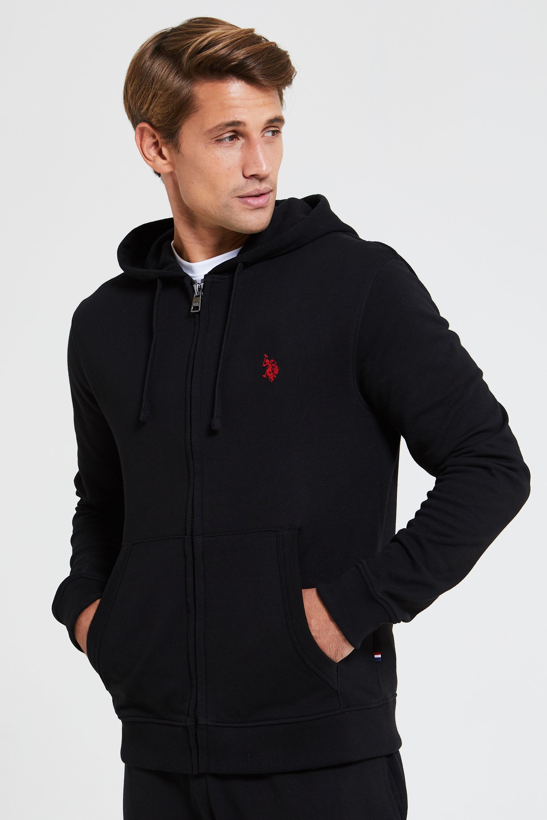 Buy U.S. Polo Assn. Black Fleece Zip Through Hoodie from Next Luxembourg