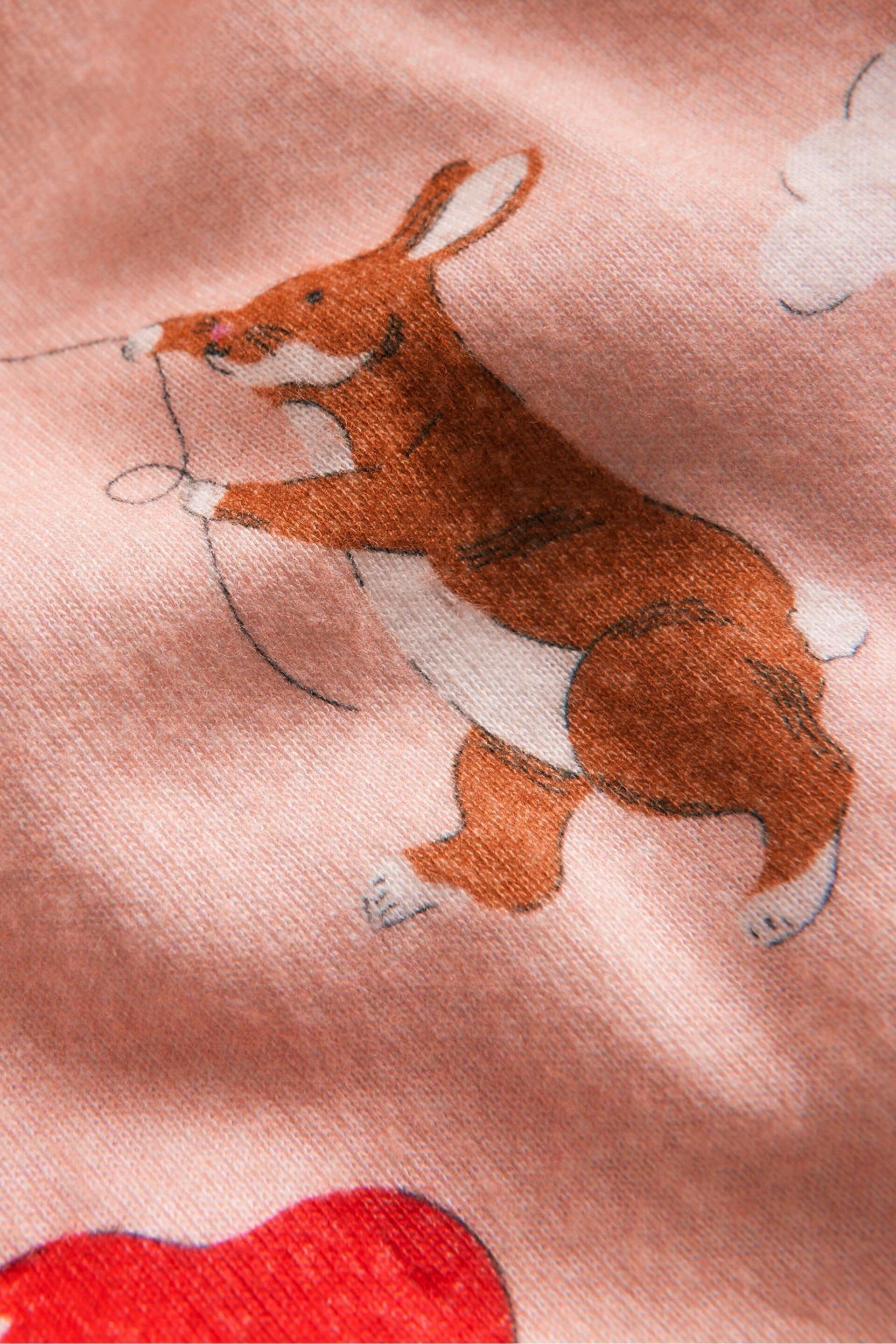 Boden Pink Snug Long John Bunny Heart Pyjamas - Image 3 of 3