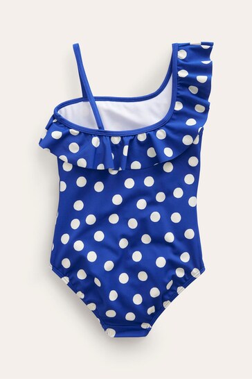 Boden Blue One Shoulder Frill Swimsuit