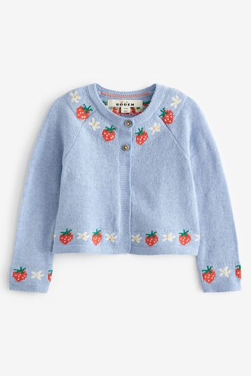 Boden Blue Chick Embroidered Cardigan