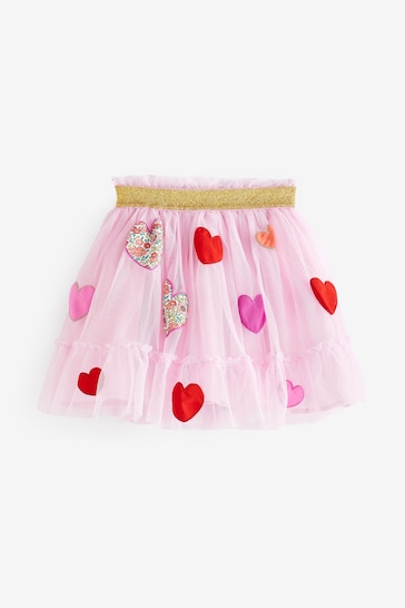 Boden Red Heart Tulle Appliqué Skirt