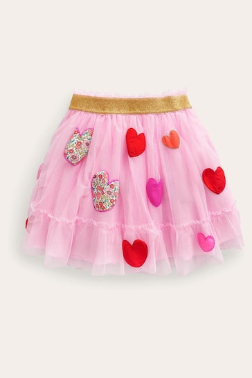 Boden Red Heart Tulle Appliqué Skirt