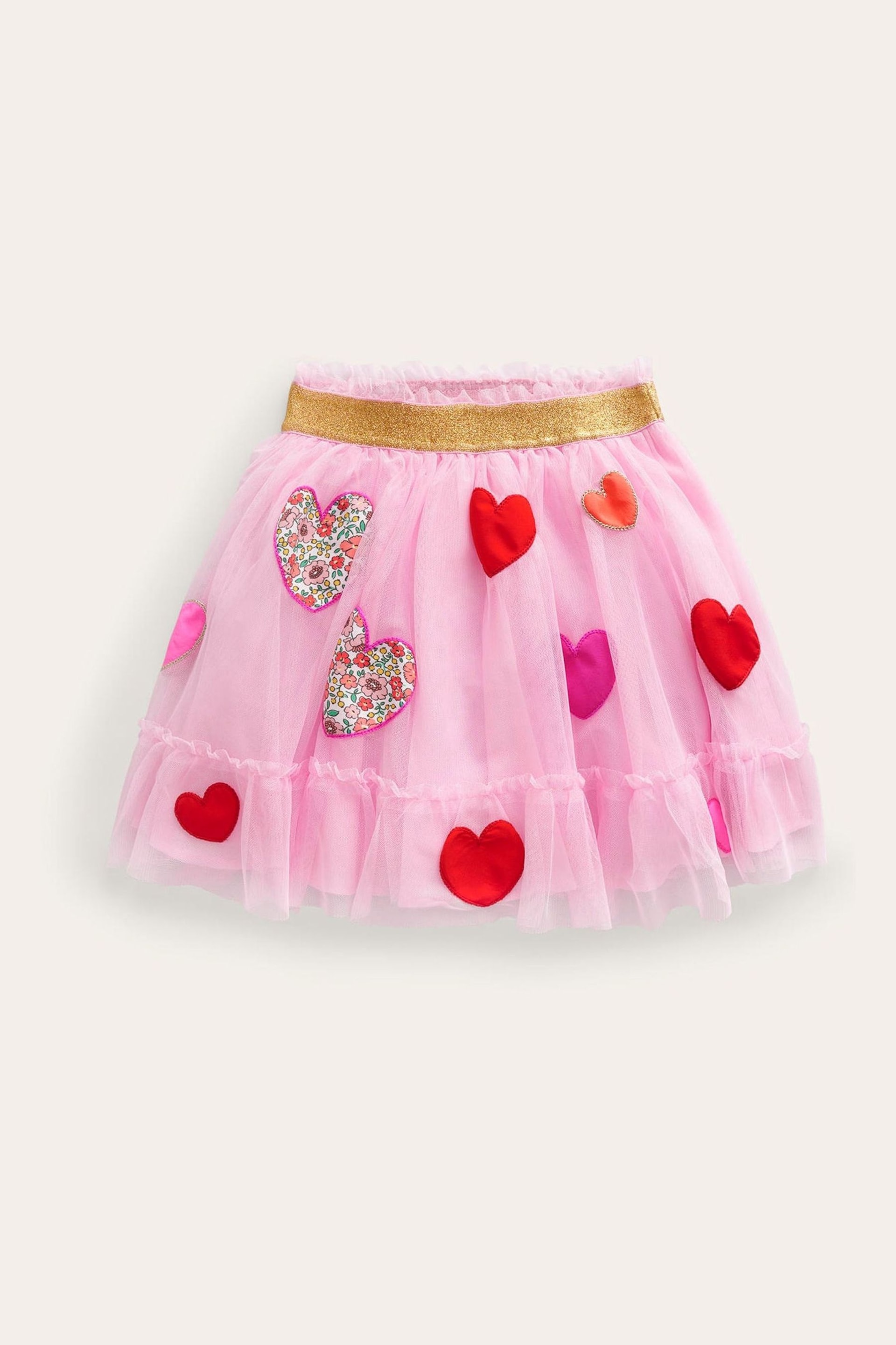 Boden Red Heart Tulle Appliqué Skirt - Image 3 of 4