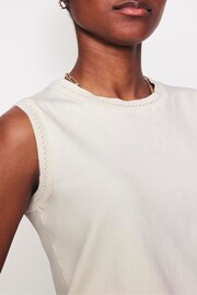 Boden Cream Catriona Crew Neck Cotton Tank - Image 4 of 6