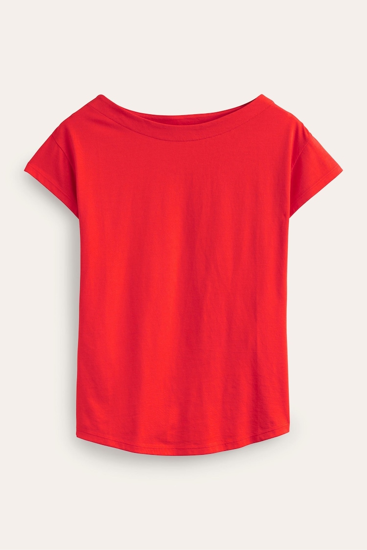 Boden Red Supersoft Boat Neck T-Shirt - Image 5 of 5