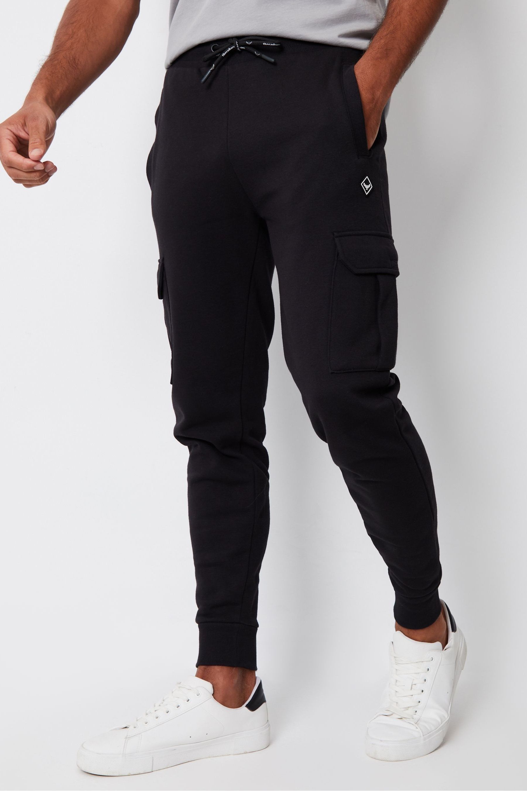 Buy Threadbare Black Cargo Style Joggers from Next Luxembourg