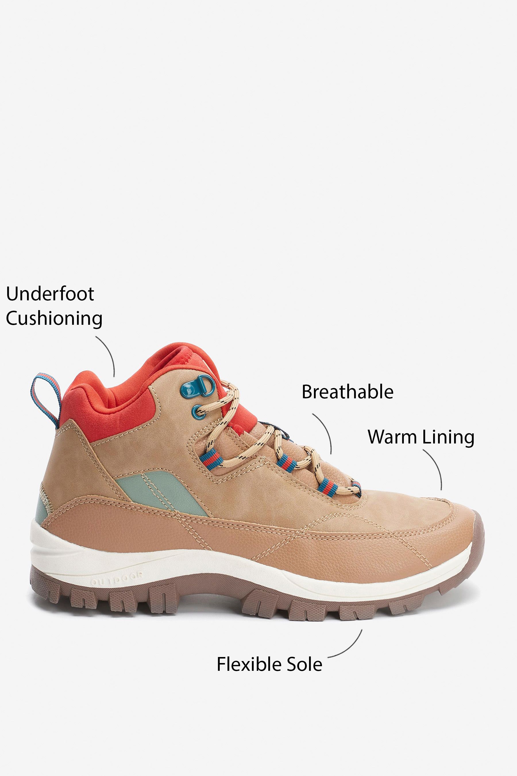 Buy Tan Brown Regular Wide Fit Next Active Sports Forever Comfort Shower Resistant Walking Boots from Next Luxembourg