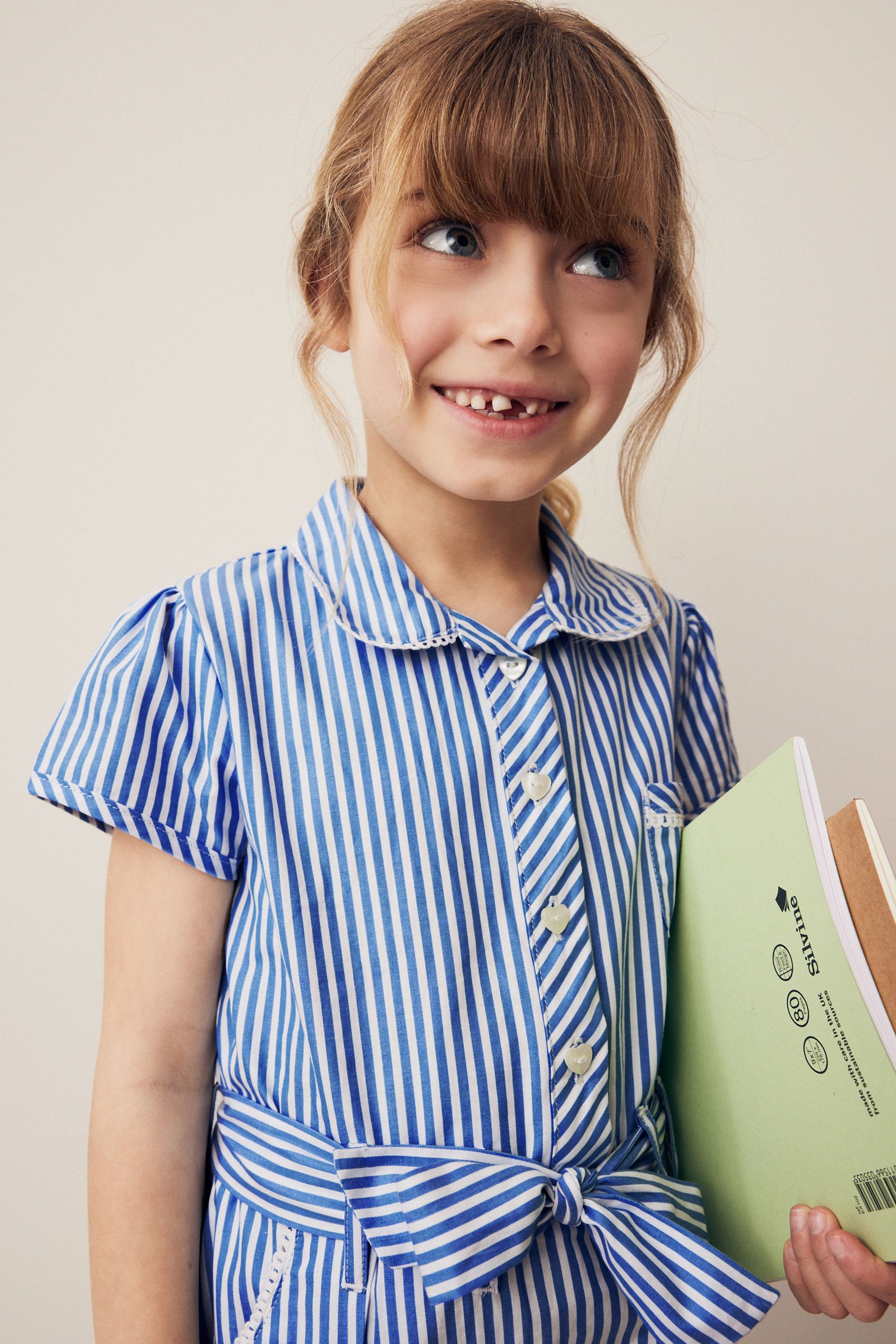 Buy Blue Gingham Cotton Rich Belted School Dress With Scrunchie 3 14yrs from Next Canada