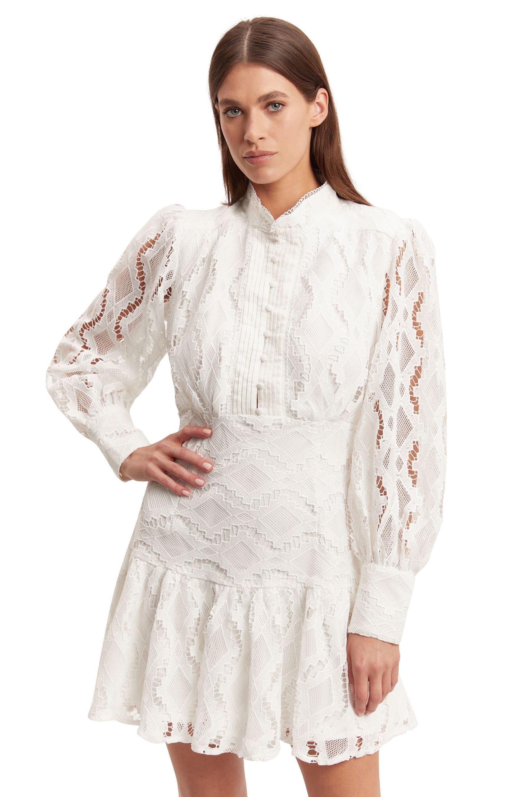 Buy Bardot White Remy White Lace Tiered Mini Dress from Next Poland