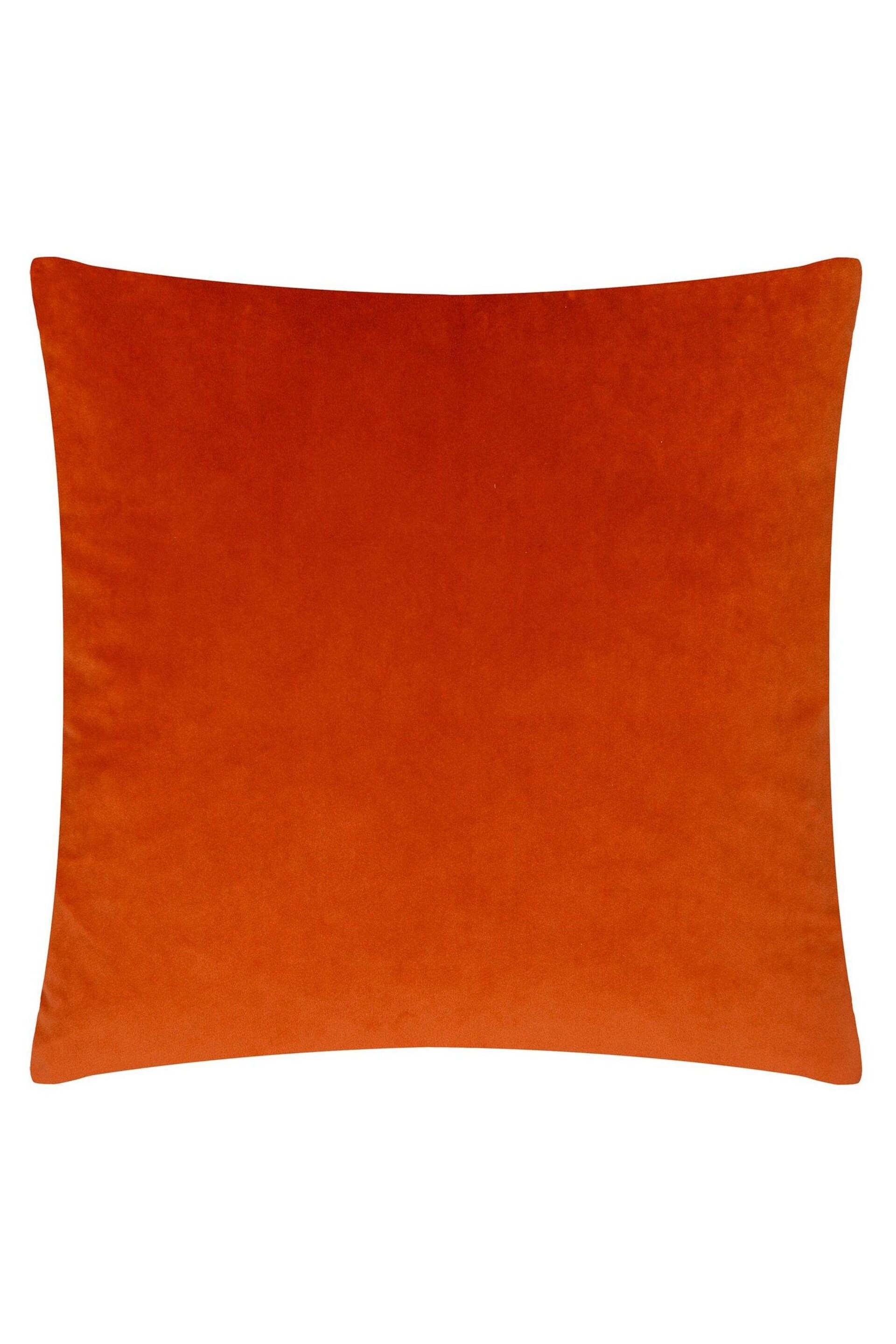 Riva Paoletti Teal Blue/Rust Orange Palm Grove Velvet Polyester Filled Cushion - Image 2 of 5