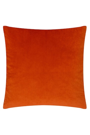 Riva Paoletti Teal Blue/Rust Orange Palm Grove Velvet Polyester Filled Cushion
