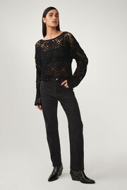 Black Long Sleeve Crochet Top - Image 2 of 7