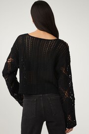 Black Long Sleeve Crochet Top - Image 3 of 7