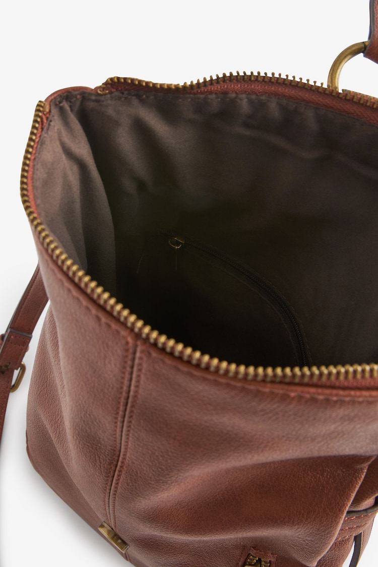 Tan Brown Utility Style Messenger Bag - Image 6 of 6