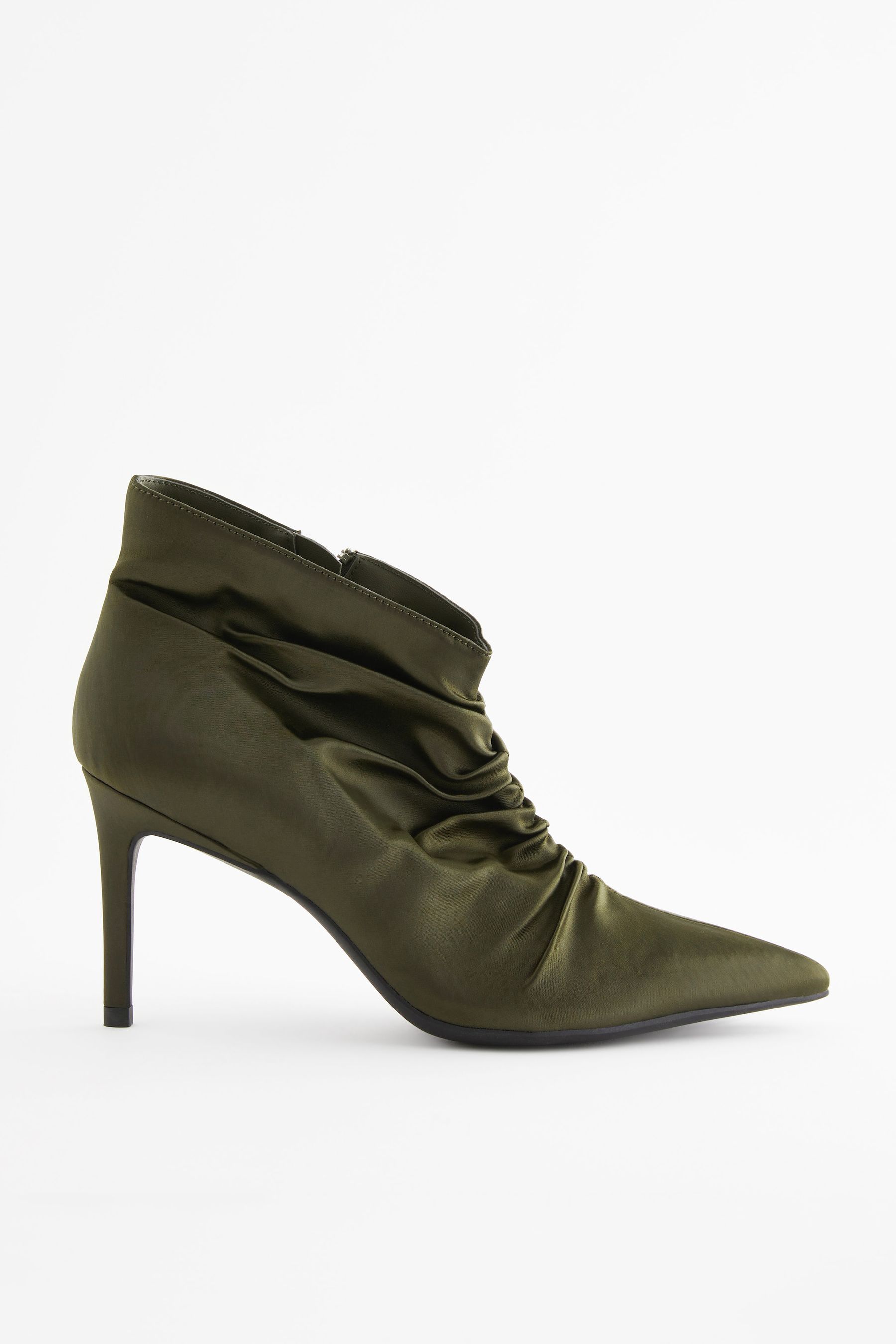 Buy Khaki Green Forever Comfort Point Toe Ruched Ankle Boots from Next Luxembourg