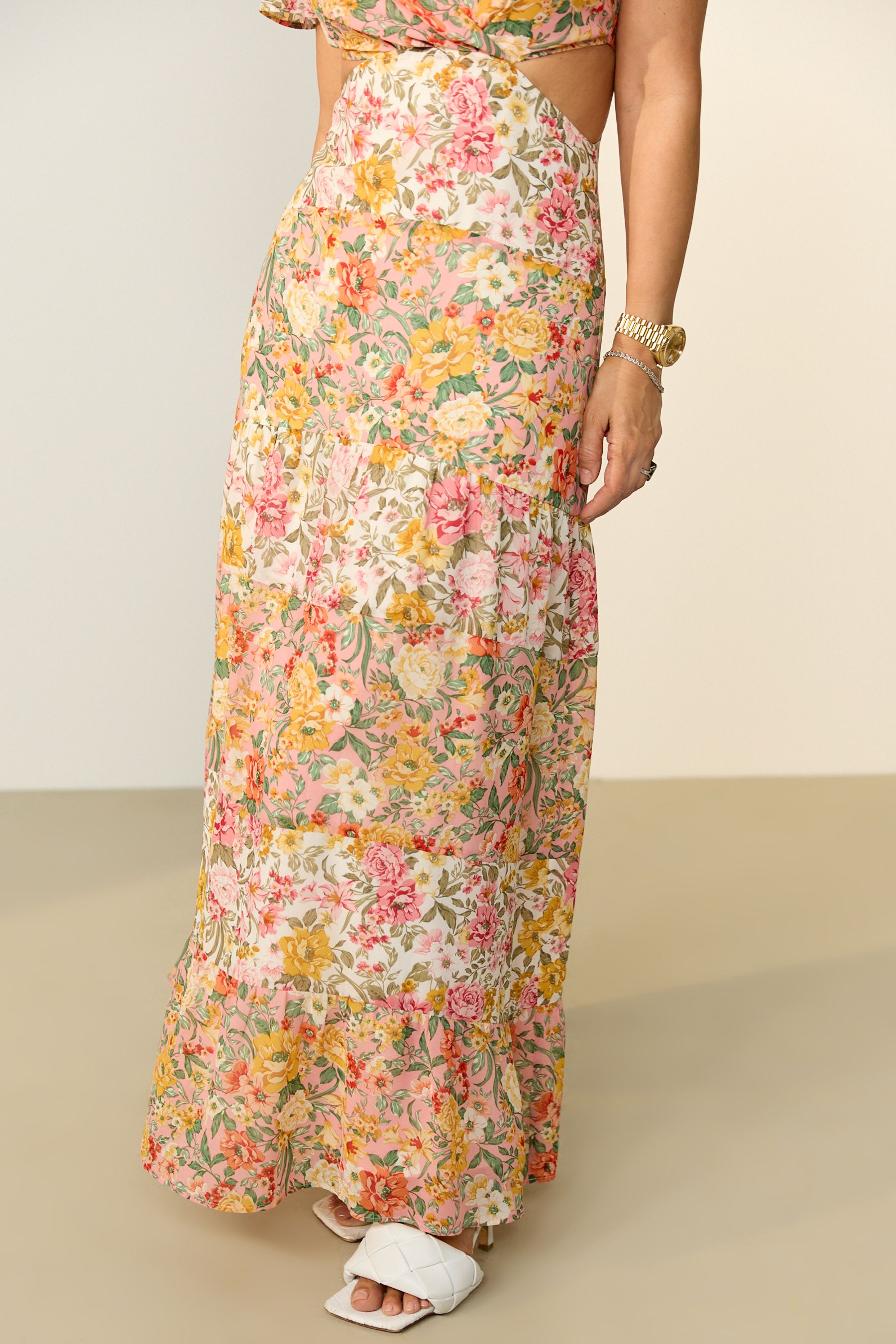 Buy Myleene Klass Floral Cut Out Maxi Dress from Next Luxembourg