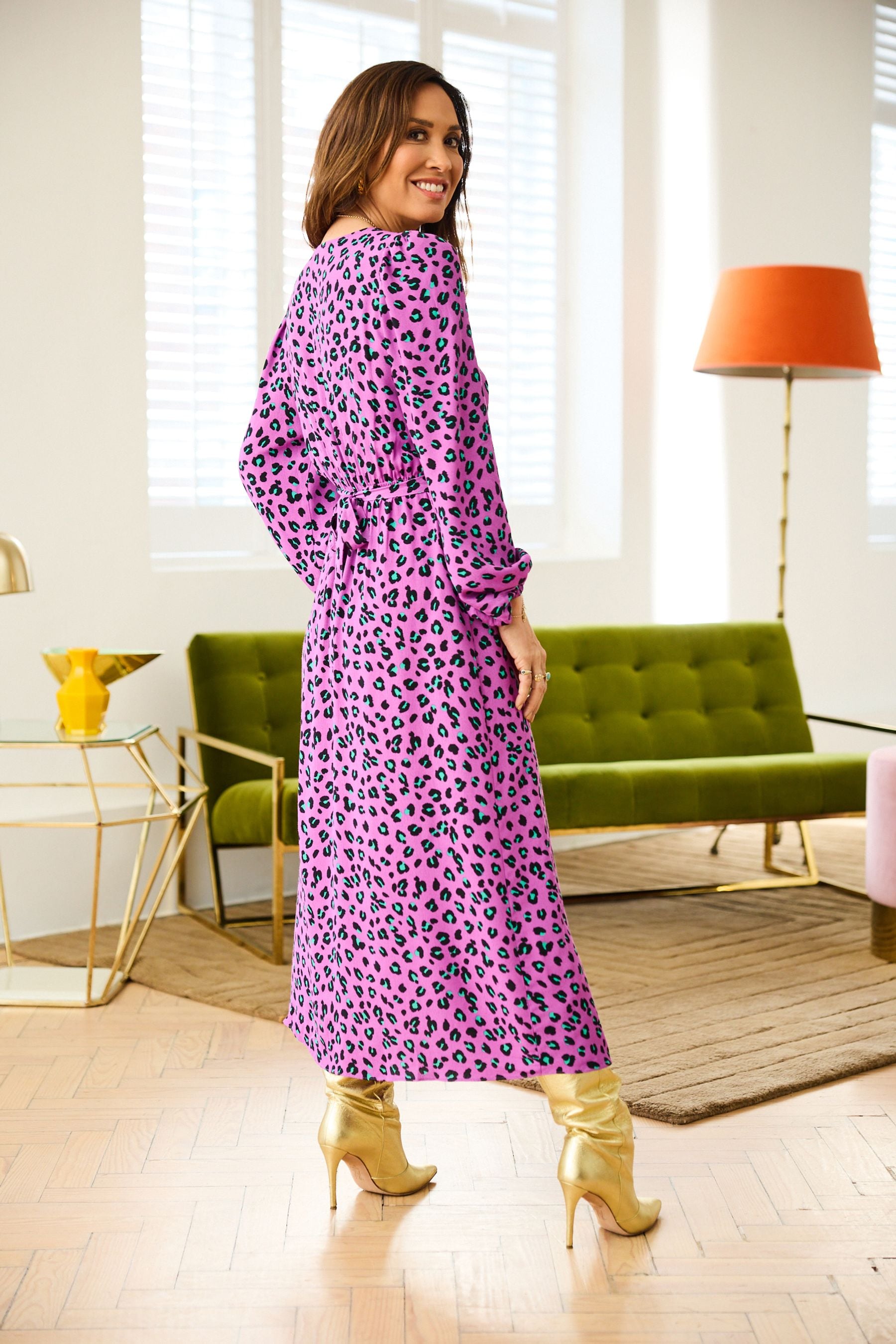 Myleene Klass Lilac Leopard Print Wrap Dress