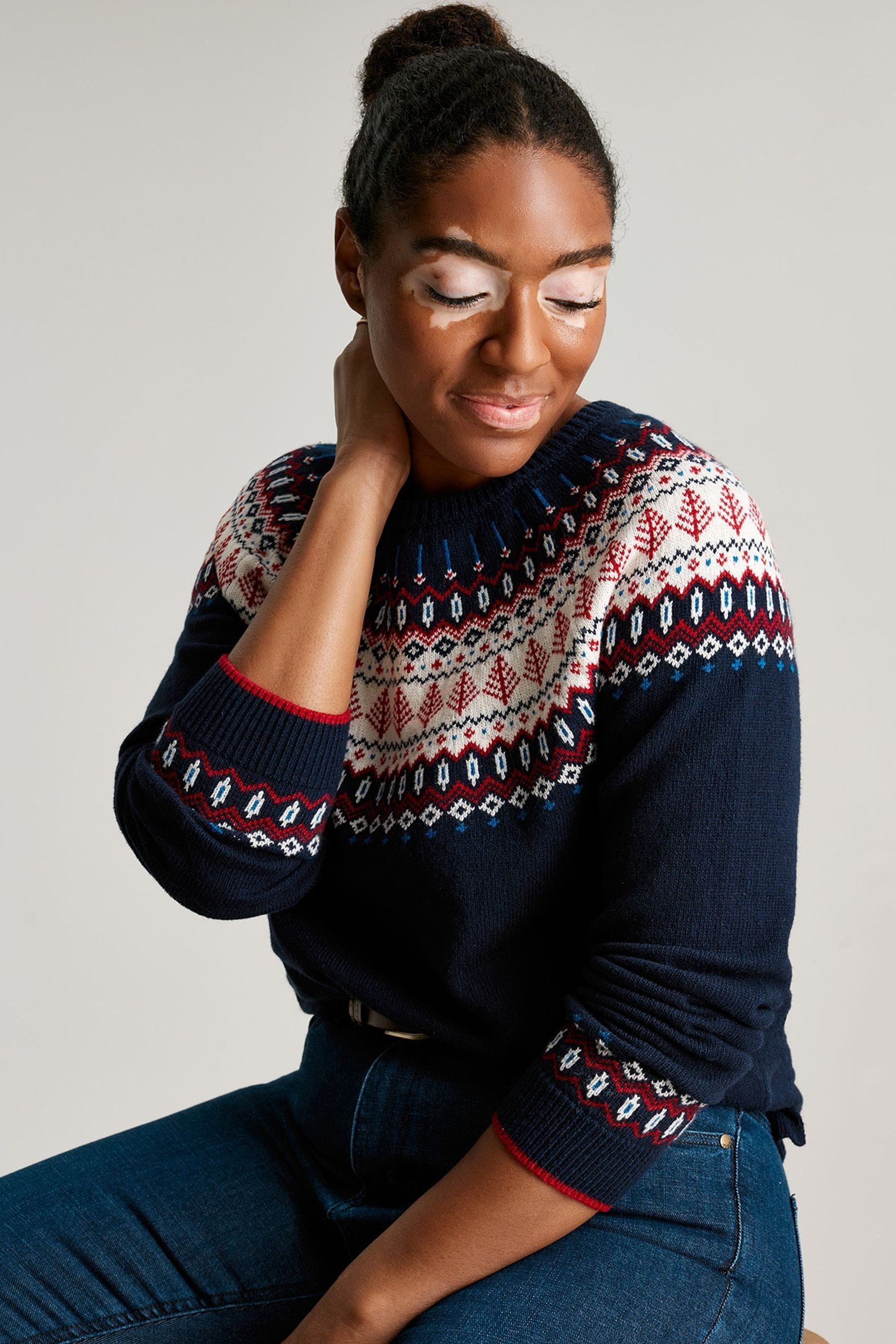 Buy Joules Navy Blue Lyra Family Festive Fair Isle Jumper from Next Luxembourg