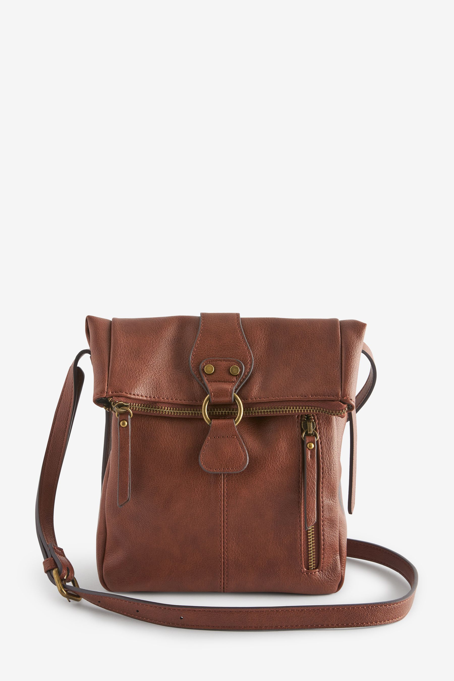 Tan Brown Utility Style Messenger Bag