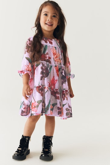 Baker by Ted Baker (0-6yrs) Lilac Purple Floral Tiered Dress