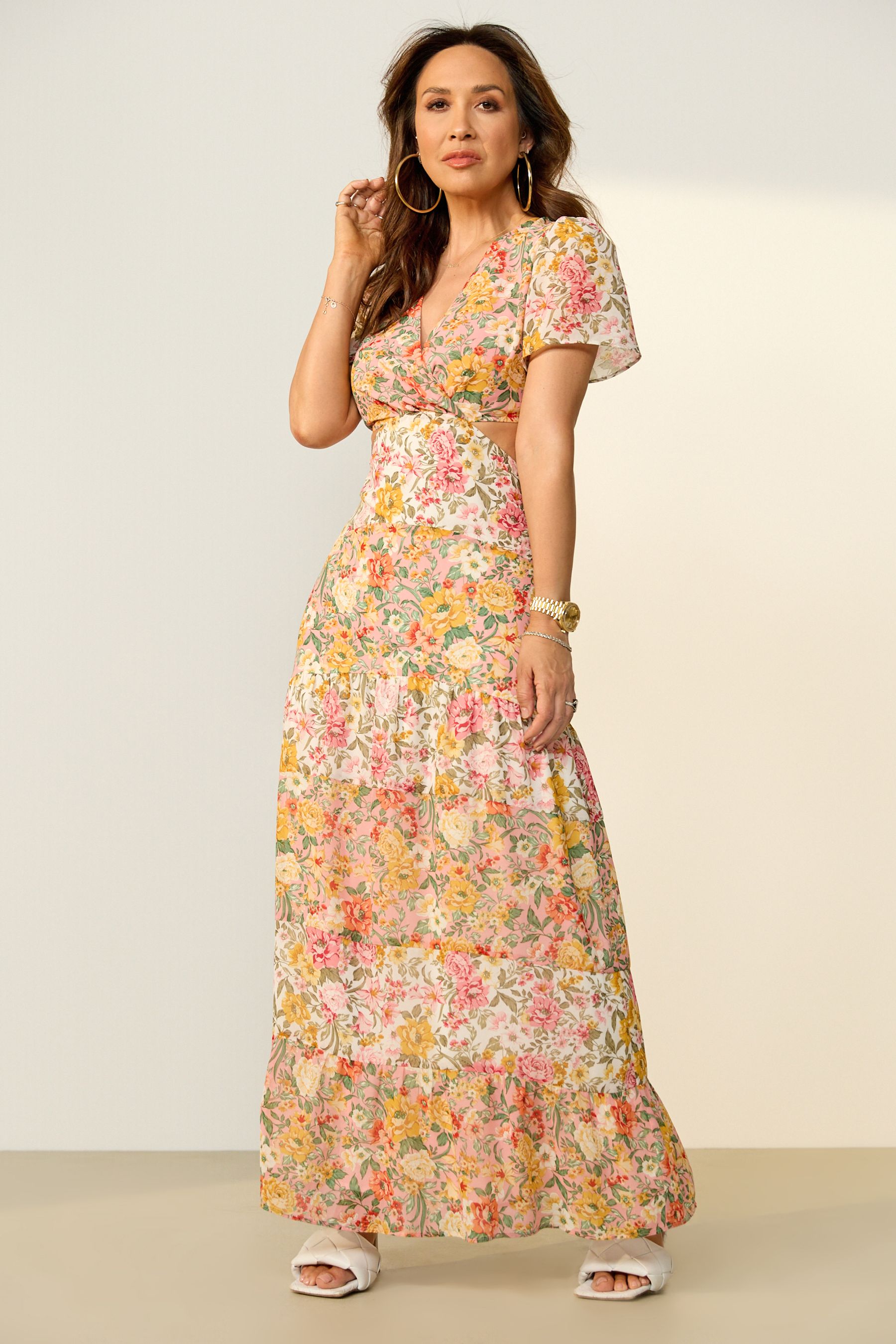 Zabelle Floral Ruffle Cutout Maxi Dress - ShopperBoard