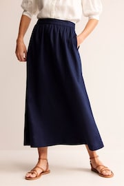 Boden Blue Florence Linen Midi Skirt - Image 1 of 5